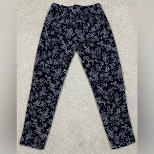 J. Jill Black & White Floral Pants, Stretch Waistband, XS